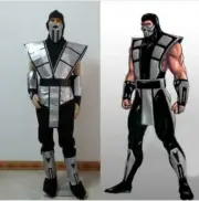 Scorpion Mortal Kombat 3 Silver Outfit Cosplay Costume Mask Customize=