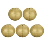 5 Pcs 8" Paper Lanterns Round Hanging Chinese/Japanese Lantern Decor Gold Tone