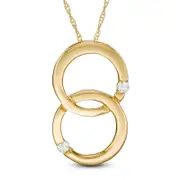 Natural Diamond Accent Double Interlocking Circles Pendant in 10K Yellow Gold