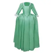 Bssn Eliza Schuyler Hamilton Cosplay Costume,Schuyler Sisters Ball Gown, Elizabeth Angelica Peggy Vintage Dress,Green M