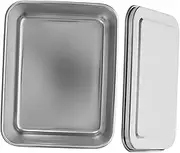 iplusmile 1 Set Stainless Steel Cake Pan Removable Baking Mold Square Pans with Lid Nonstick Baking Pan Baking Dish Shaped Cake Plate with Lid Loaf Pan with Lid Round Cake Pans Bake Silver