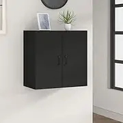 Wall Cabinet Black 60x31x60 cm, Engineered Wood Storage Cabinet with Doors, Floating Organizer Shelf for Home, Office, Closet, and Wall-Mounted Spaces - 60 kg Load Capacity