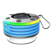 Portable Bluetooth Shower Speaker with Suction Cup,Wireless with Time Display With RGB Light,Stereo Pairing,Handsfree For Beach Outdoor Color Blue