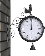 Garden Wall Clock - Vintage Clock - Double-Sided Wall Clock,Silent Non-Ticking Metal Wall Clock, Hanging Analog Clock For Kitchen, Bedroom, Office, Garden