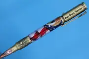 Bald Eagle Insignia Flag Bolt Action Pen- Antique Brass - Bald Eagle Flag