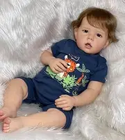 Pinky Reborn Lifelike Newborn Baby Dolls - 20 Inch 50CM Realistic Reborn Baby Dolls with Hand Rooted Hair Soft Body Silicone Baby Dolls with Tendons and Collaterals That Look Real Toy for Kids Age 3+