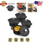 4-Piece Mini Dutch Oven Set - Enameled Cast Iron Cookware for Culinary Elegance