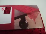Holiday Style Red Lace Table Runner with Tassels 13" x 48" NEW