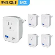 5pcs Europe Travel Plug Adapter C-Type Converter Dual USB for USA to Europe