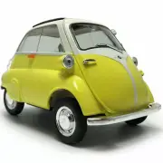 Vintage BMW Isetta Model Car 1/18 Scale Diecast Vehicle Men Collection Yellow