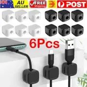 6/12 Magnetic Cable Wire Clips Tidy Cord Lead Organiser USB Charger Cable Holder