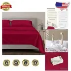 Extra Soft King Size Egyptian Cotton Sheets - 18'' Deep Pocket, Red Sateen Weave