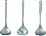 Sori Yanagi Kitchen Tool Designed Simple and Easy to Use, Tsubamesanjo Stainless Steel, Set of 3 Turner, Skimmer, Ladle, Dishwasher Safe, 18-8 Stainless Steel