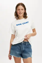 [Cotton On Women] Cotton On Women - Regular Fit Graphic Tee - Side chat/ vintage white M SIDE CHAT/ VINTAGE WHITE
