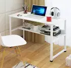 Studio Wood & Metal Computer Desk with Shelf (White)