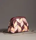 Anthropologie Patchwork Clutch Bag Removable Crossbody Chain Pink WineTan NWT