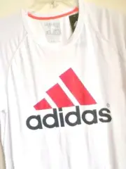 AUTHENTIC ADIDAS CLIMALITE BIG LOGO REFRESH WHITE T SHIRT 3624A WHITE