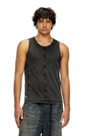 [Diesel] Diesel - Tank top in denim-look jersey - T-Shirts - Man - Black S Black