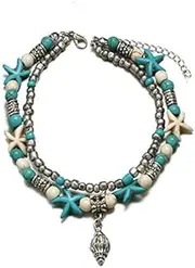 MOUNAY Turquoise Beaded Beach Anklet Conch Anklet Anklet Nautical Anklet Beaded Anklet