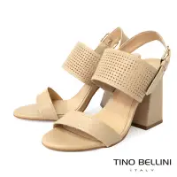 在飛比找Yahoo奇摩購物中心優惠-Tino Bellini 巴西進口簡約沖孔寬帶繫踝梯形跟涼鞋