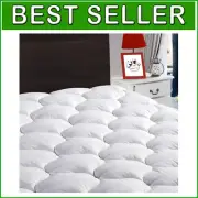 Soft Quilted King Size Mattress Topper with Down Alternative Fill - Deep Pocket