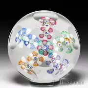 John Deacons (2022) millefiori circlets and silhouettes faceted paperweight