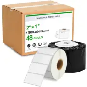 2"x1" Direct Thermal Perforated Barcode Labels for Rollo&Zebra 1300/roll 48Rolls