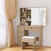 Artiss Dressing Table LED Makeup Mirror Stool Set Vanity Desk Cabinet 10 Bulbs