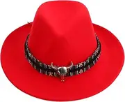 [LIFKOME] Bull Head Woolen Hat Man Hat French Hats for Men Mens Hats Cowgirl Hat Mexico Hat Red Hat for Men Denim Hats for Men Women Hats and Caps Hats Hat Visor Hat Black Felt