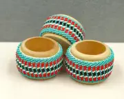 NATIVE AMERICAN BEADWORK-SET OF BEADED NAPKIN RINGS by CHARMAINE JOHN-NAVAJO