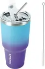 30Oz Color Block Tumbler with Lid and Straw,Stainless Steel Double Wall Vacuum I