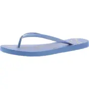 Sam Edelman Womens Skye Blue Logo Flip-Flops Shoes 8.5 Medium (B,M) BHFO 3351
