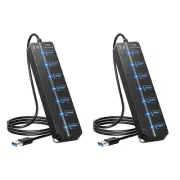 2X 7 Ports USB Hub Splitter Multi Hub USB 3.0 Adapter USB Several Ports 9136
