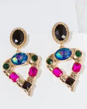 Multi Colour Statement Crystal Drop Earrings