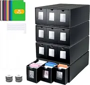 REASROR 12000+ Capacity Trading Card Storage Box for TCG/MTG/Sports Cards, with 48 Dividers, Visible Window Design, Labels, Easy to Assemble