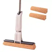 Sponge Mop with 1 Extra Reusable Absorbent Sponge Refills, Easy Squeeze, Self...