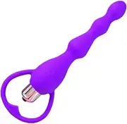 Vibrating Anal Beads Butt Plug, Graduated Design Silicone Anal Vibrator Waterproof G spot Anal Sex Toy for Men Women and Adult (purple)