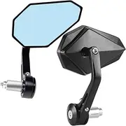 DgNeLai Motorcycle Handlebar Bar End Mirrors CNC Aluminum Alloy Rear View Side Mirror 22MM 7/8" Inch Handle Universal for M8/M6 Standard Super Sport Naked Street Bike Cruiser Scooter Minimoto