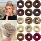 Donut Chignon Elastic Band Straight Scrunchie Brown Blonde Hair Bun Rubber Band