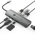 NOVOO【日本代購】多功能 USB集線器 HDMI + PD + 連接器( 1000 M ) + SD + TF TYPEC USB3.0