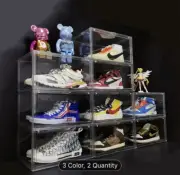 10 Pc Shoe Box Storage Case Clear Boxes Foldable Stackable Transparent Organizer