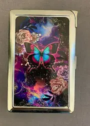 Fantasy Butterfly Galaxy 100's Size Cigarette Case with Built in Lighter