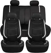 Car Seat Covers Artificial Leather with Bright PVC Sheet with 3 Zipper Car Accessories Interior Seat Cushion Protector(Gray 5 Seat)
