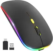 【Upgrade】 LED Wireless Mouse, Slim Silent Computer Mouse 2.4G Portable Mobile Optical Office Mouse with USB & Type-c Receiver, 3 Adjustable DPI Levels for Notebook, PC, Laptop, Computer, MacBook