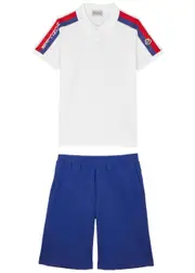 Moncler Kids Cotton Polo Shirt and Shorts set (12-14 Years) - White Other 14 years