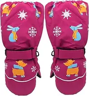 [LETSIQS] Kids Ski Gloves for Aged 3-6,Kids Snow Gloves Waterproof Warm Ski Mittens Kids Non Slip Children Ski Gloves Windproof Snow Gloves Kids for Skiing,Green