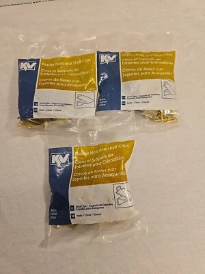 Shelf Support Clips Brass 12 Shelf Clips 28 Nails 256P BR - KNAPE & VOGT 3 Packs