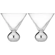 2pc Tempa Astrid 300ml Martini Glass Cocktail Glassware Drinking Set Silver