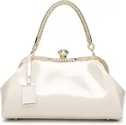 [Caistre] Evening Bags for Women Glossy Leather Tote Bag Clutches Mini Crossbody Shoulder Bag Vintage Purses Handbags for Bridal Party