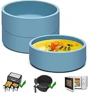 Dootafy Silicone Air Fryer Egg Pan, 3 Pcs Reusable Air Fryer Egg Mold Individual Microwave Egg Cooker Eggwich Egg Bites Molds for Oven Microwave - Blue